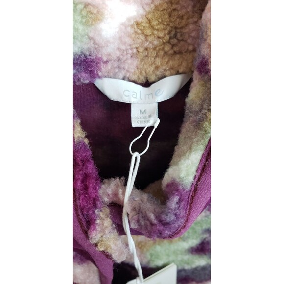 Johnny Was Calme Jacket Coat Womens M Pink Fleece Bomber Floral Camo Lined Cozy - Picture 3 of 6